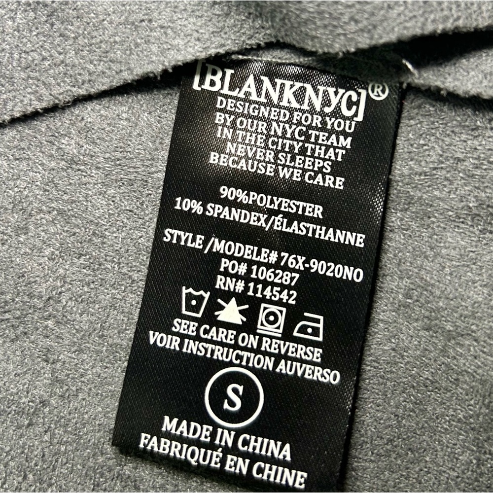 BlankNYC Gray Asymmetrical Zip Drape Front Faux Suede Jacket Size Small - Picture 12 of 13